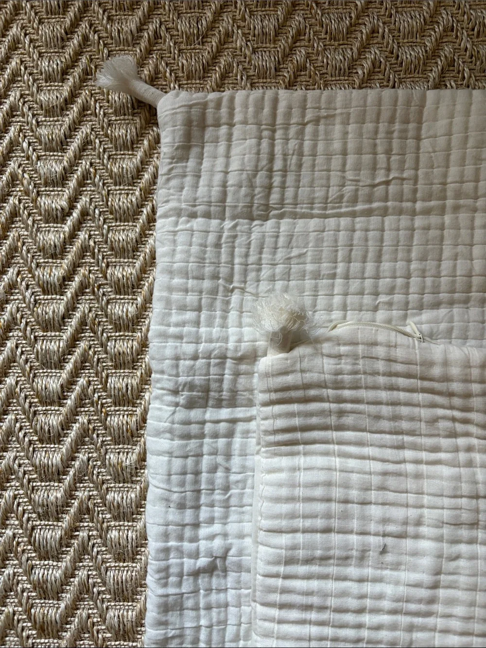Cream Gauze Cotton Quilted pillow shams  - Set of 2 (standard)